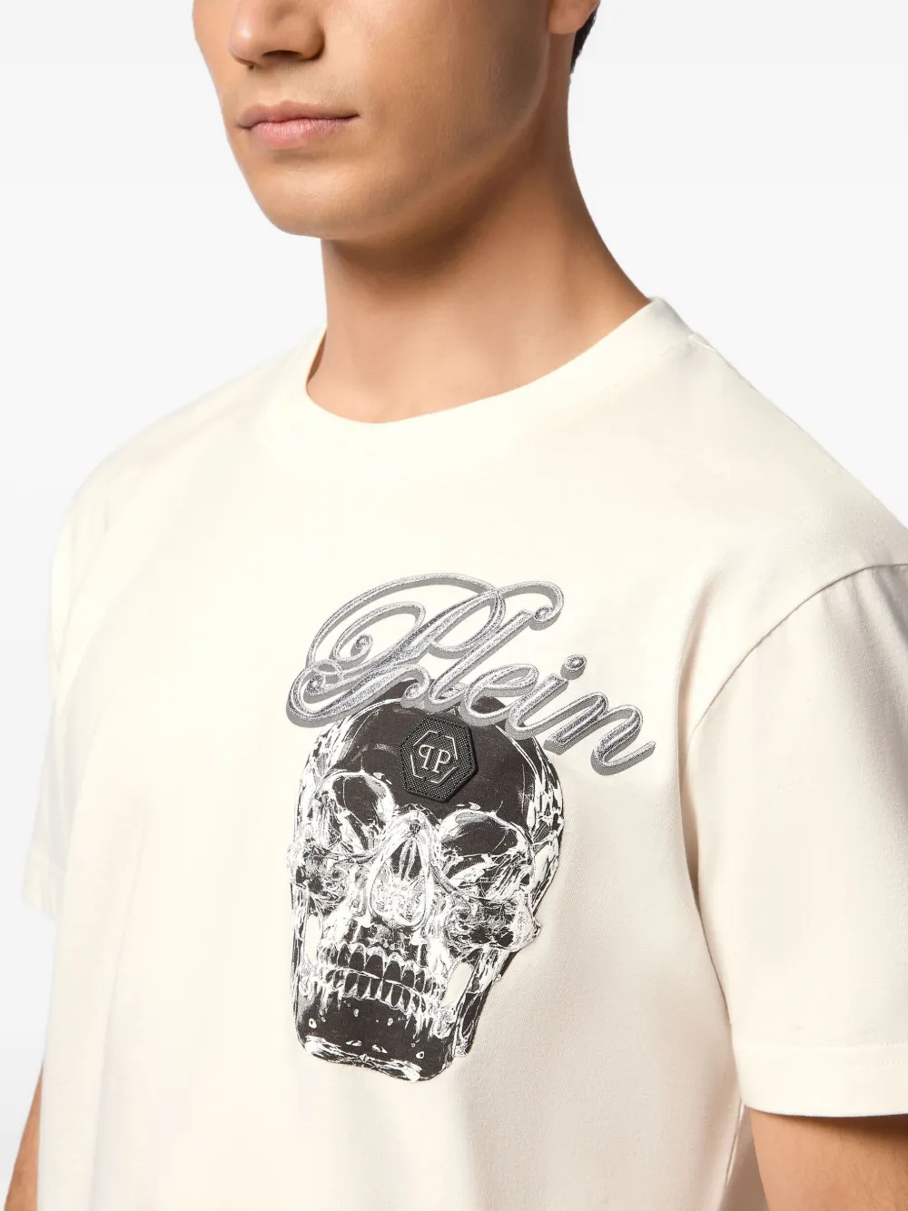 Philipp Plein T-shirt met doodskopprint Wit