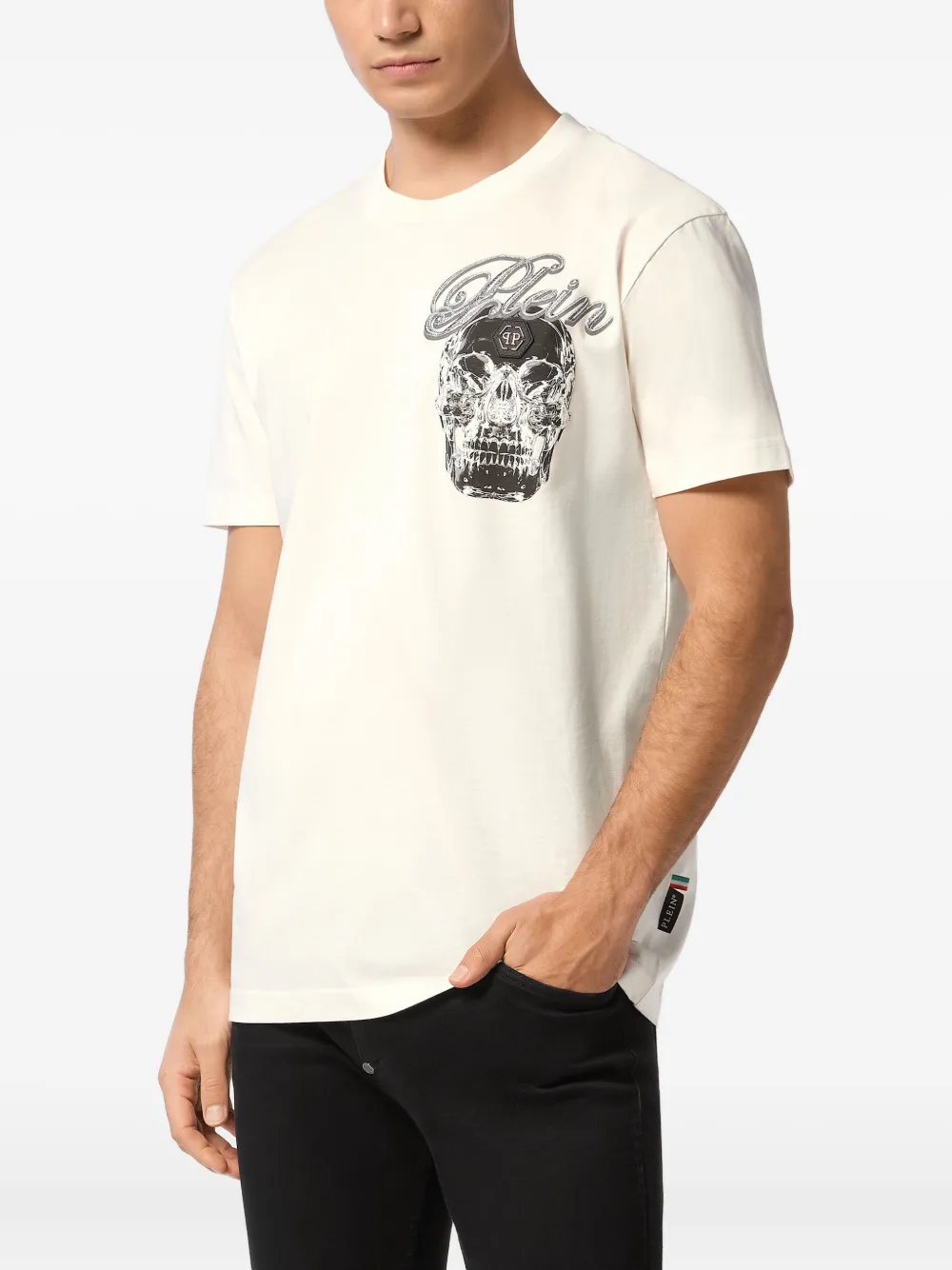 Philipp Plein T-shirt met doodskopprint - Wit