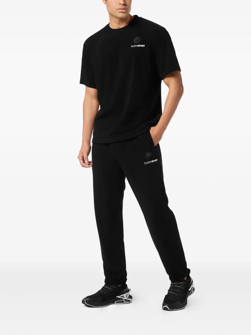 Plein Sport T-shirt met logoplakkaat - Zwart