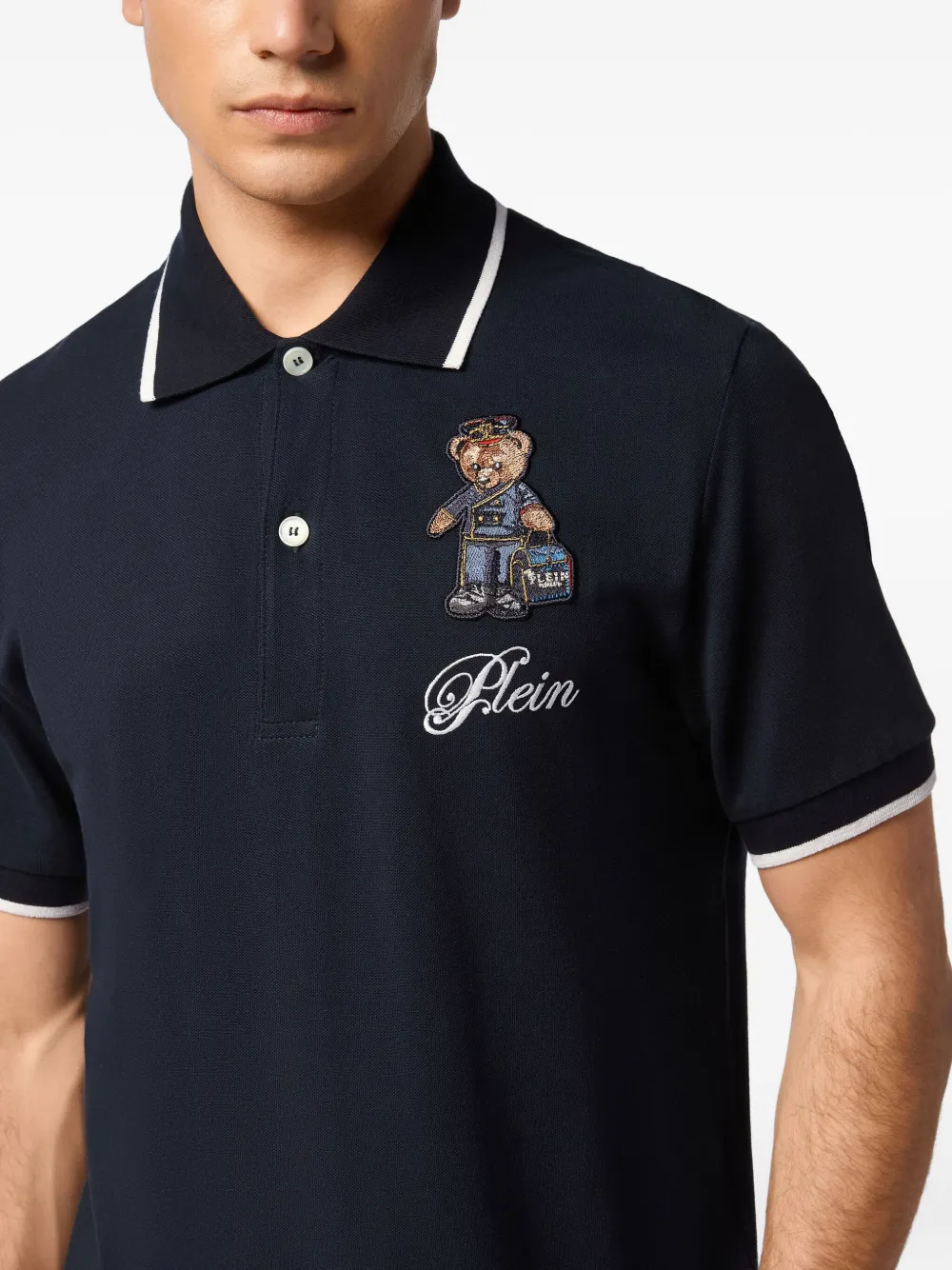 Philipp Plein Poloshirt met teddybeer-borduurwerk Blauw
