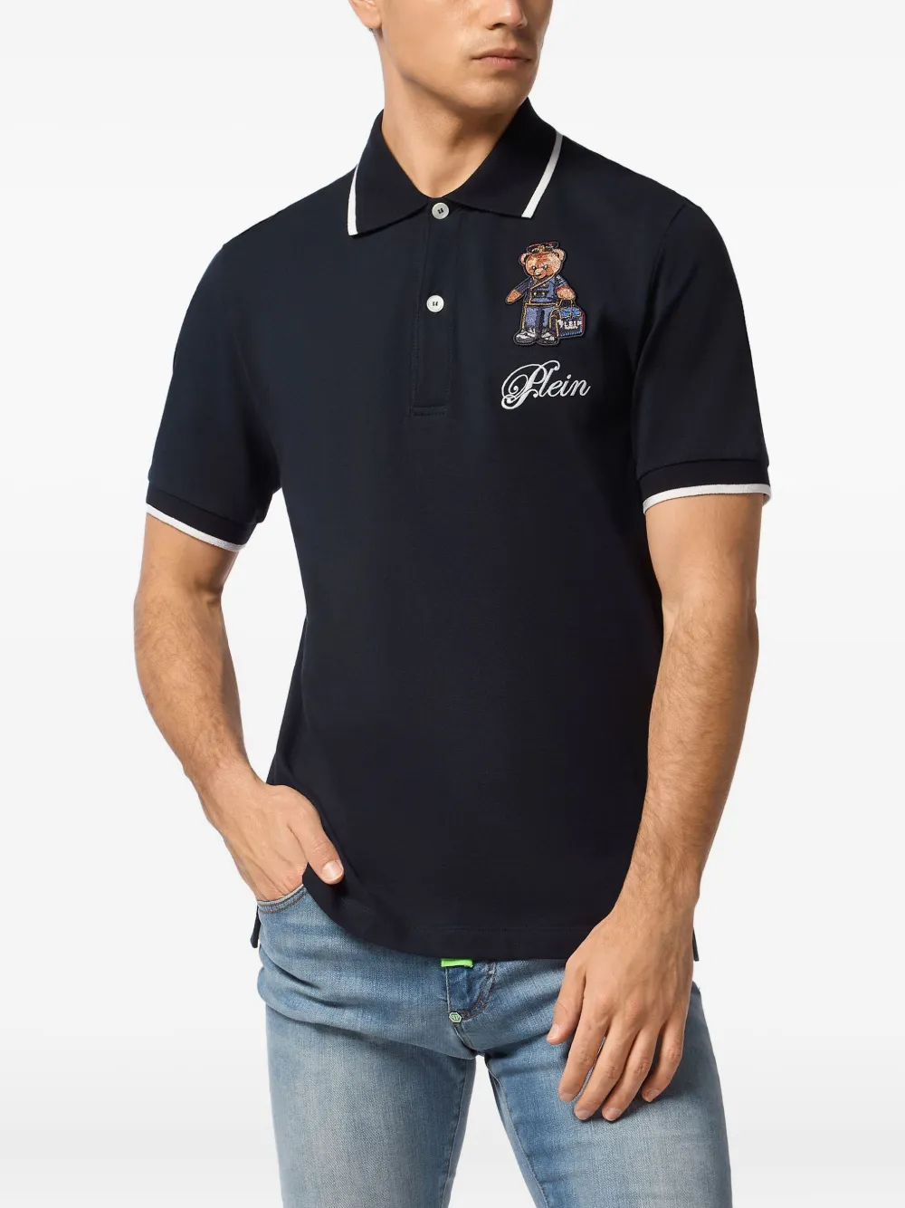 Philipp Plein Poloshirt met teddybeer-borduurwerk - Blauw