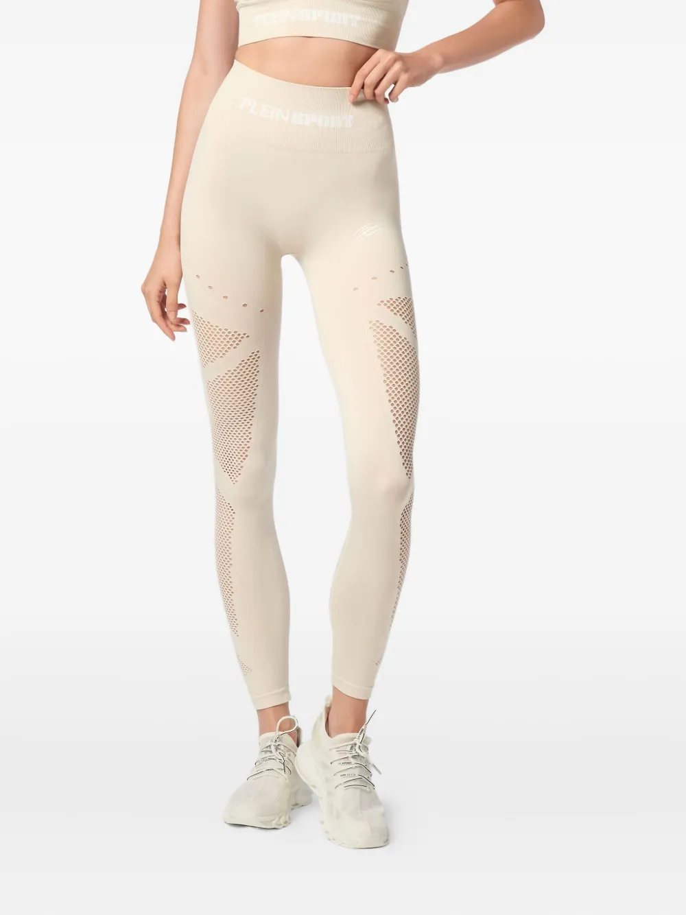Plein Sport Legging met mesh vlakken - Beige