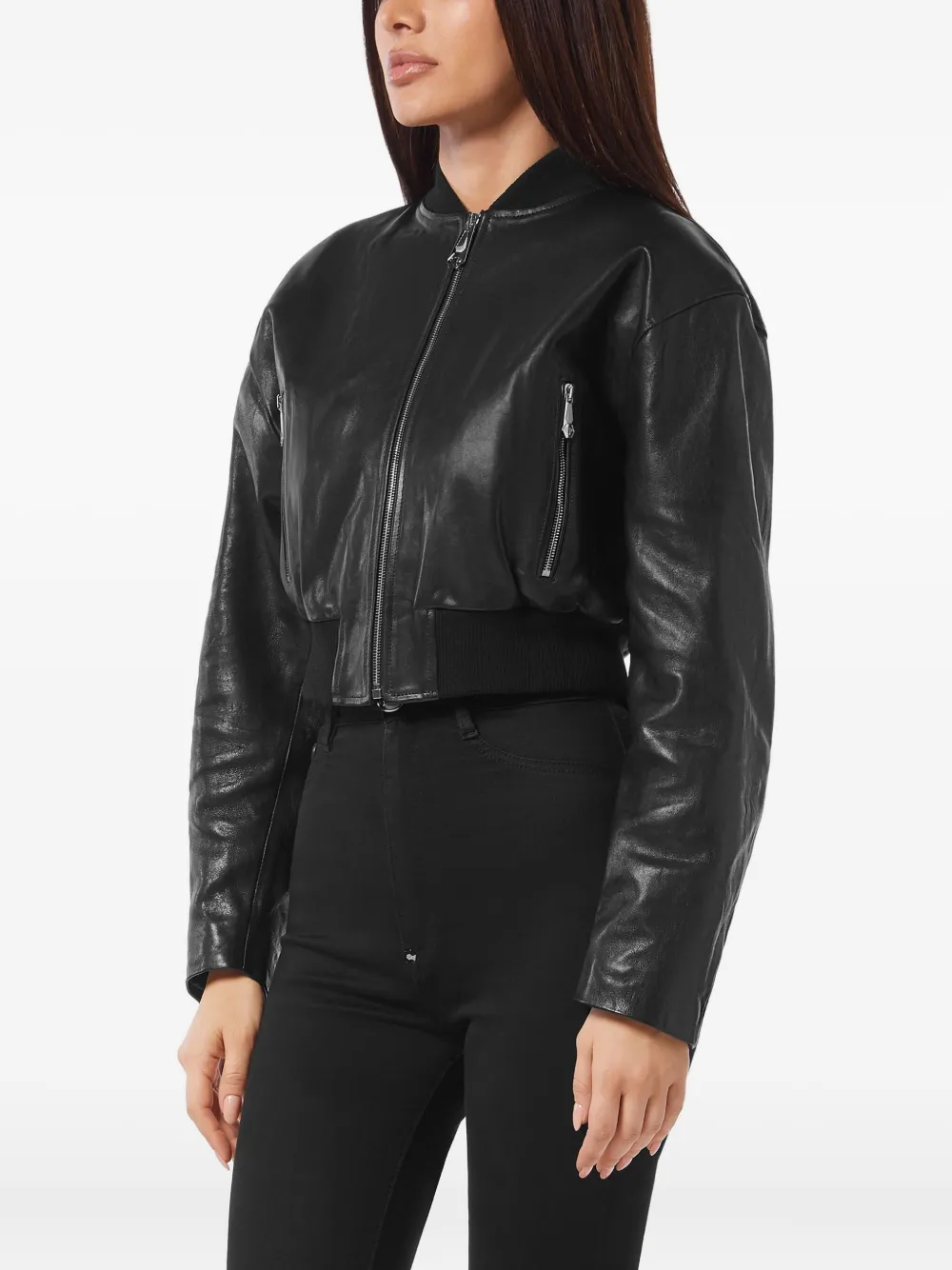 Philipp Plein クロップド レザージャケット | ブラック