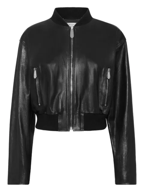 Philipp Plein cropped leather bomber jacket