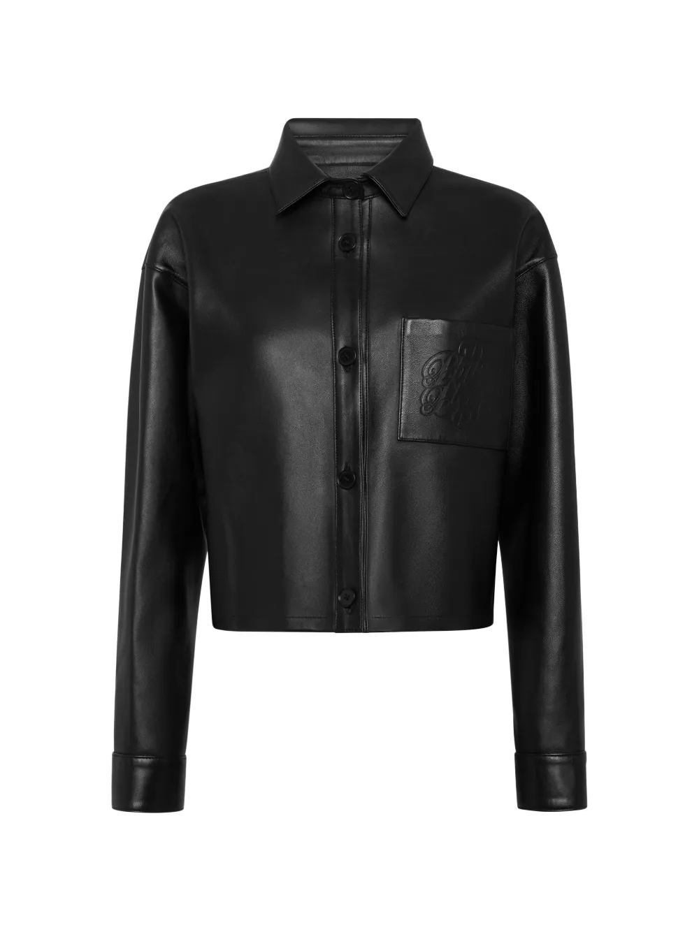 Philipp Plein Camicia crop in pelle - Nero