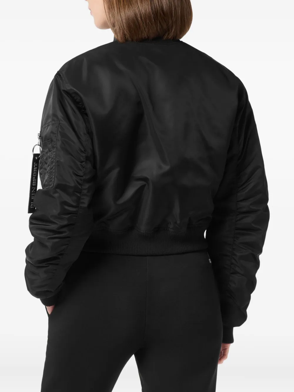 Plein Sport Icon-detail Zip-up Bomber Jacket In Black