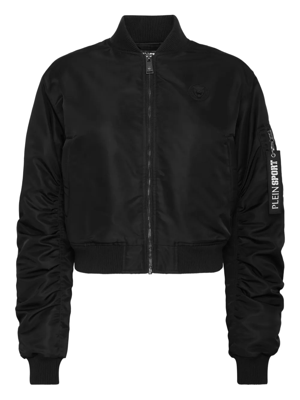 Plein Sport Icon-detail Zip-up Bomber Jacket In Black