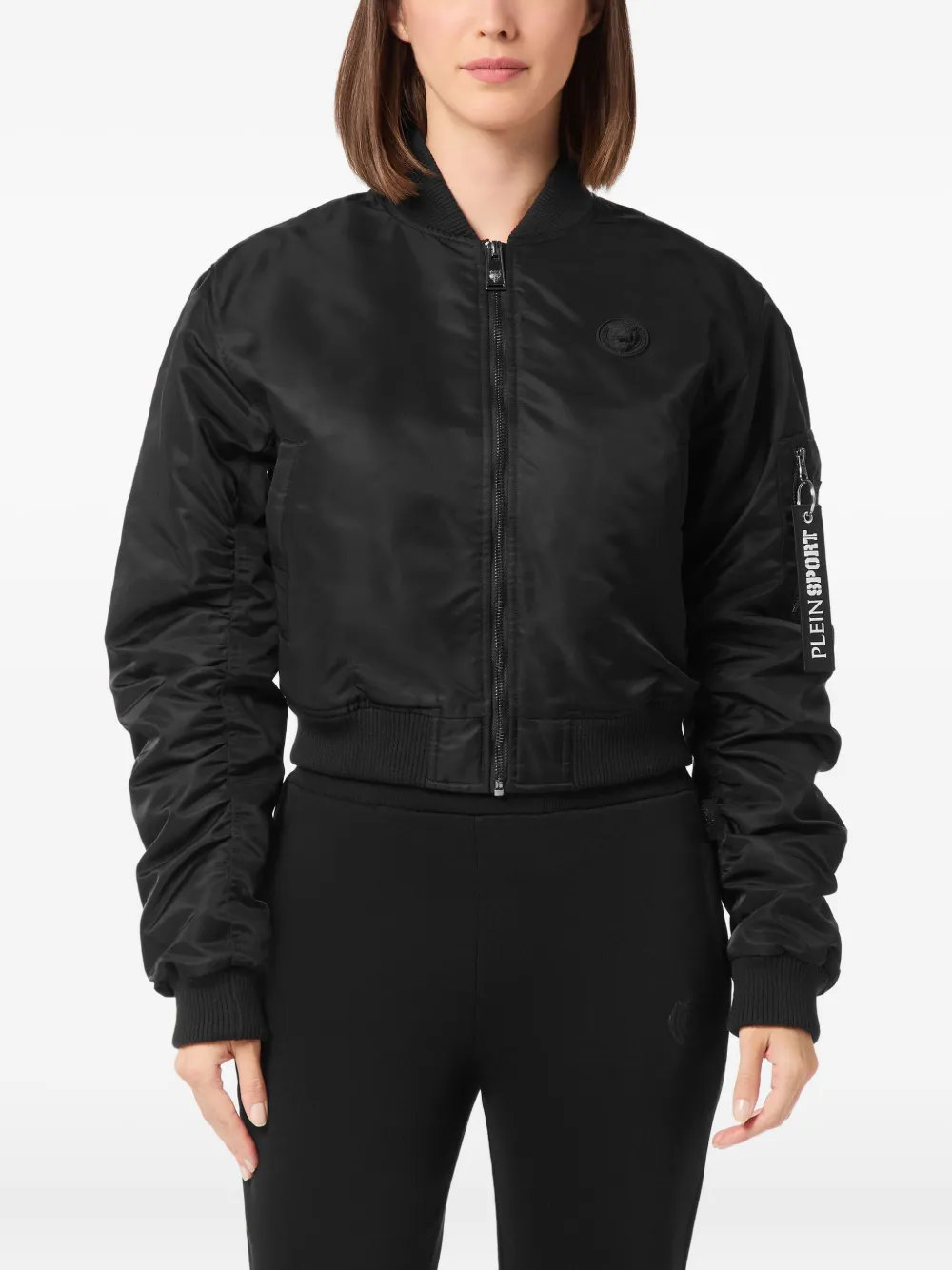 Plein Sport Icon-detail Zip-up Bomber Jacket In Black
