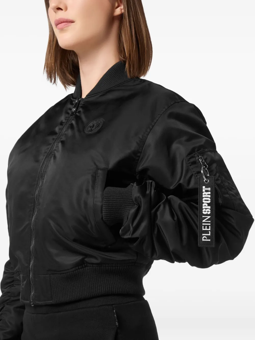 Plein Sport Icon-detail Zip-up Bomber Jacket In Black