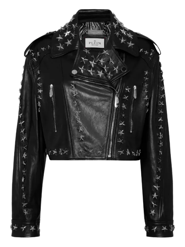 Philipp Plein スタースタッズ ライダースジャケット | ブラック