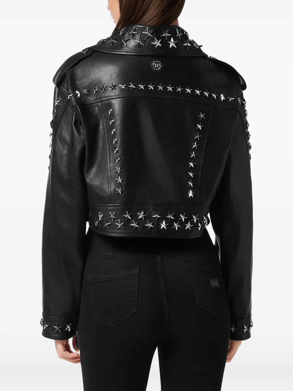 Philipp Plein Star Stud-embellished Biker Jacket In Black