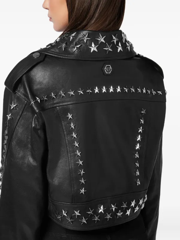 Philipp Plein スタースタッズ ライダースジャケット | ブラック