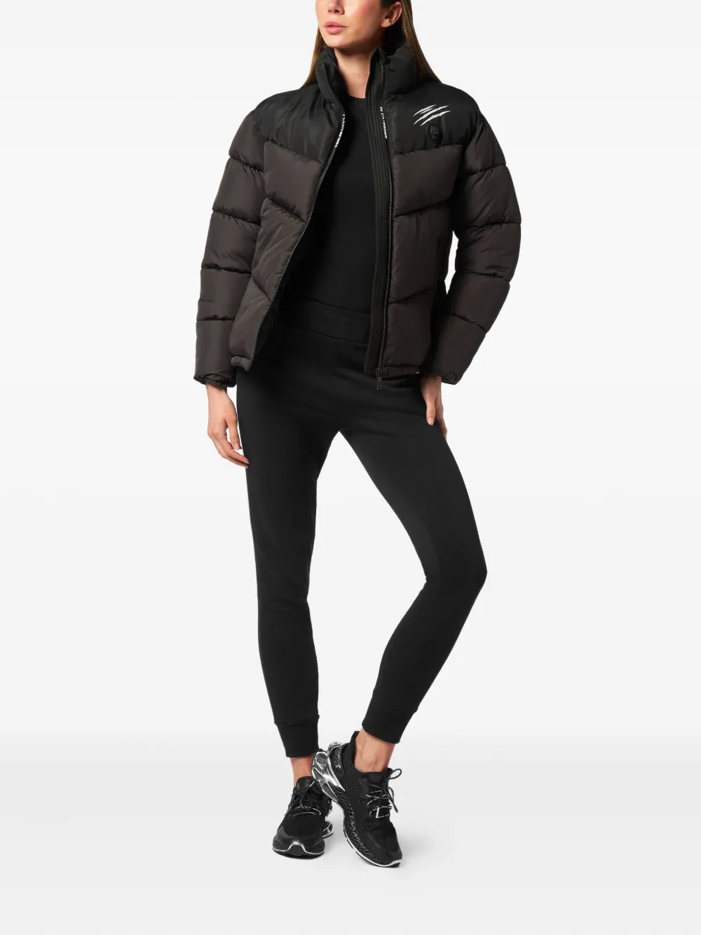 爪形印花绗缝蓬松夹克