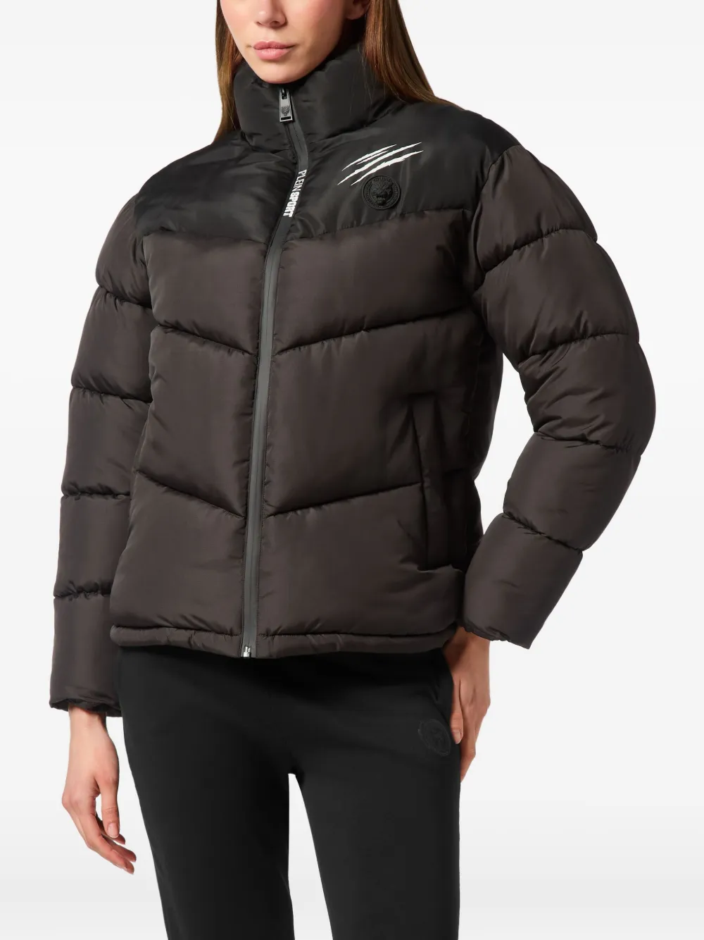 爪形印花绗缝蓬松夹克