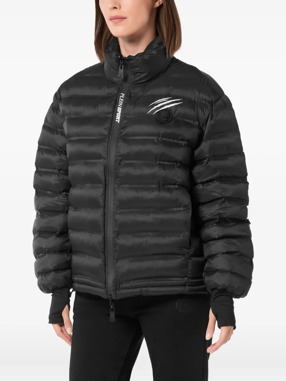  Plein Sport Long-sleeved Quilted Puffer Jacket - Black 