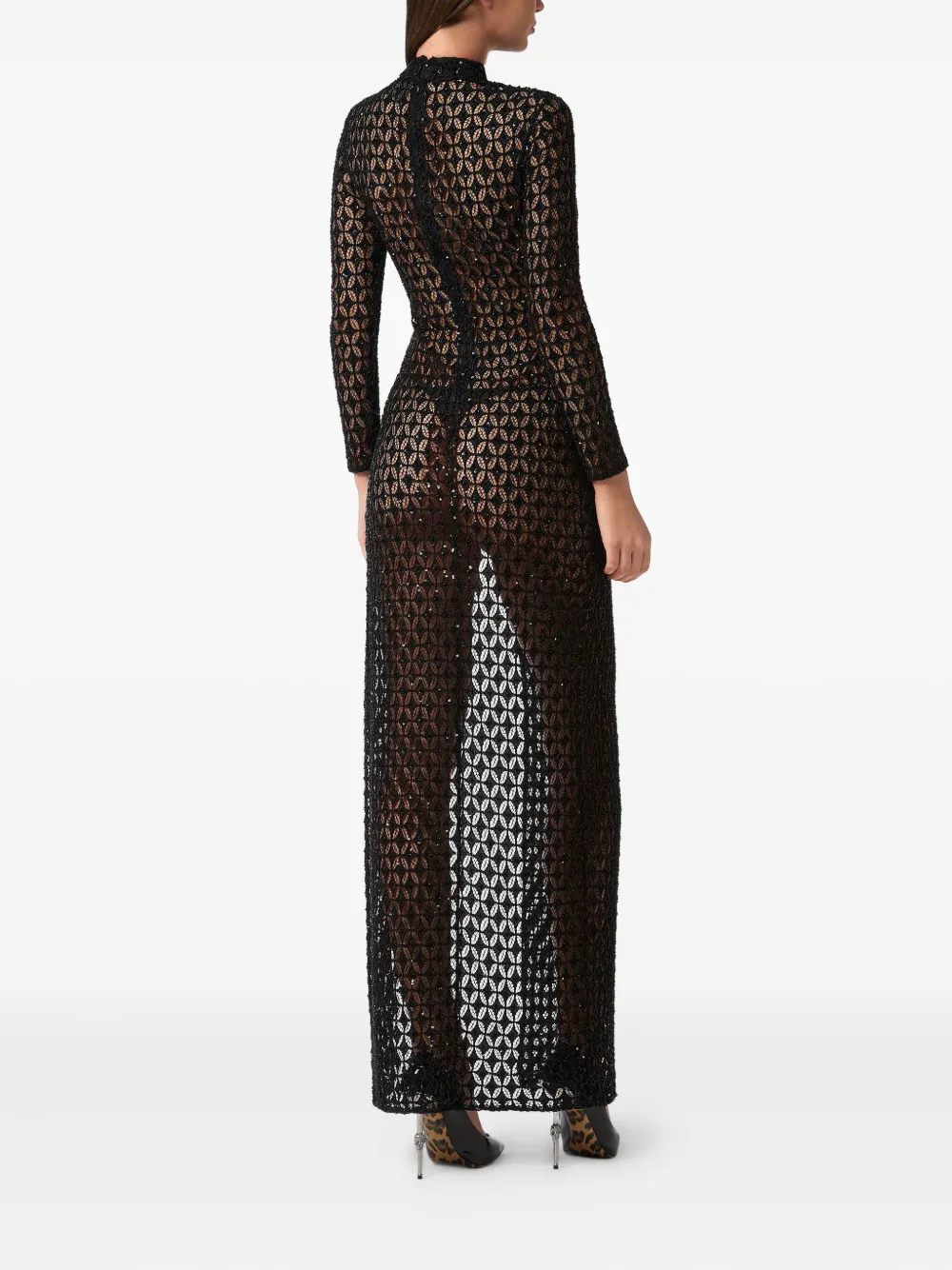 Philipp Plein Maxi-jurk met borduurwerk en kristallen Zwart