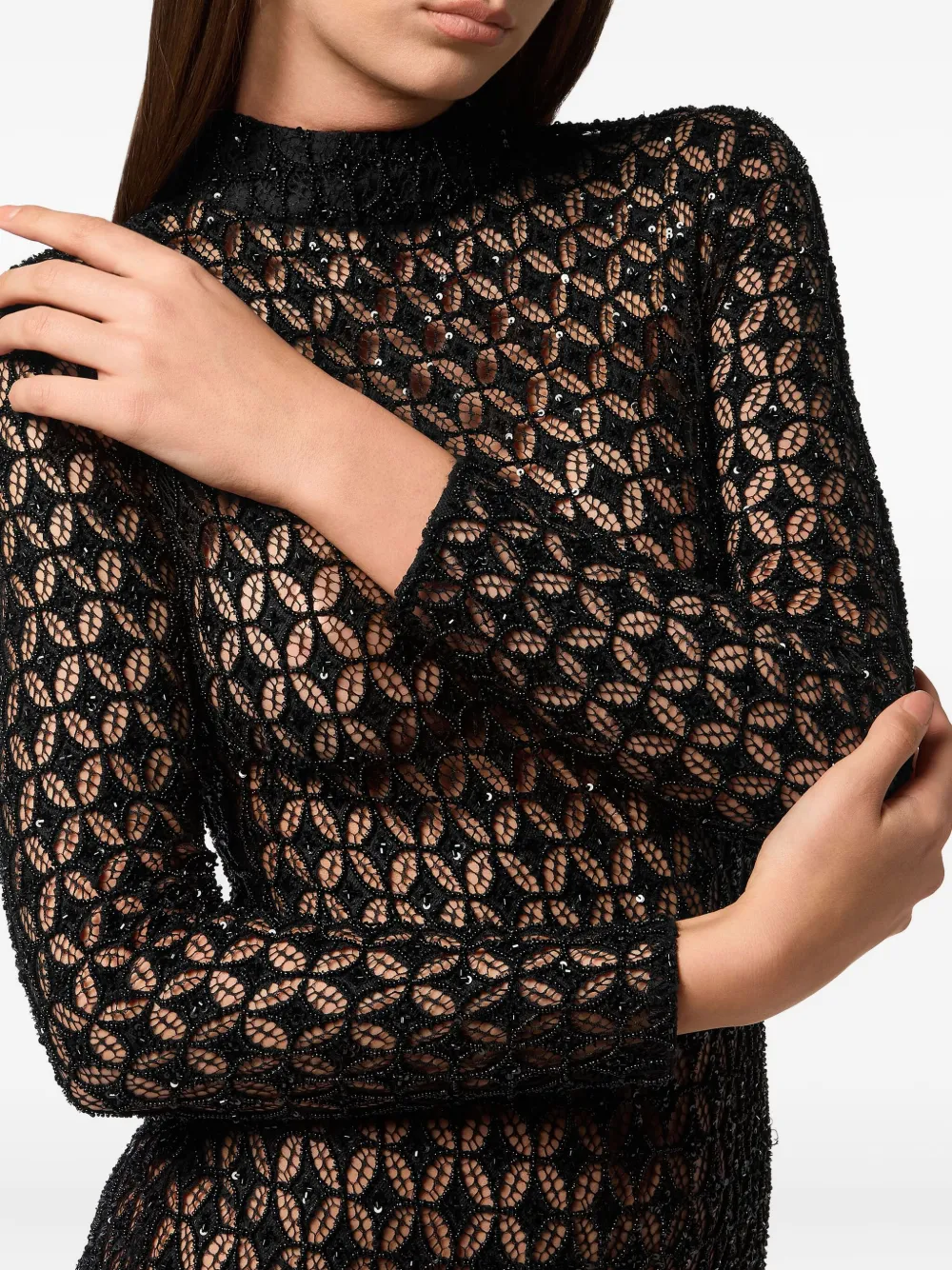 Philipp Plein Maxi-jurk met borduurwerk en kristallen Zwart