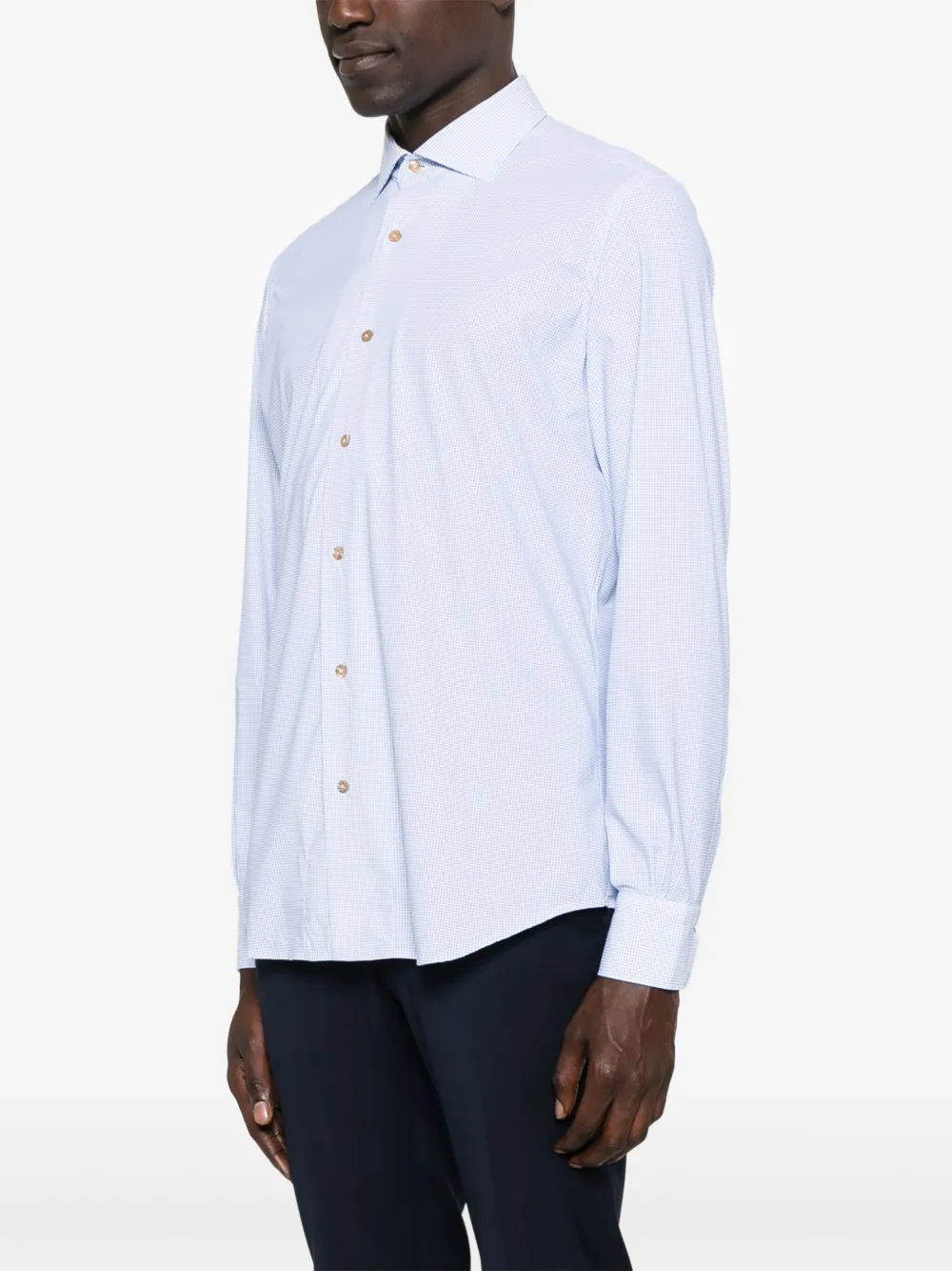 Mazzarelli Overhemd met geometrische print Wit