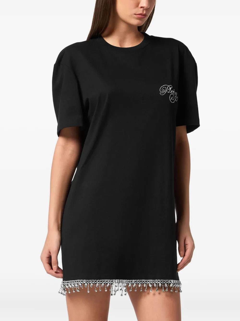 Philipp Plein T-shirt Short Dress Signature In Black