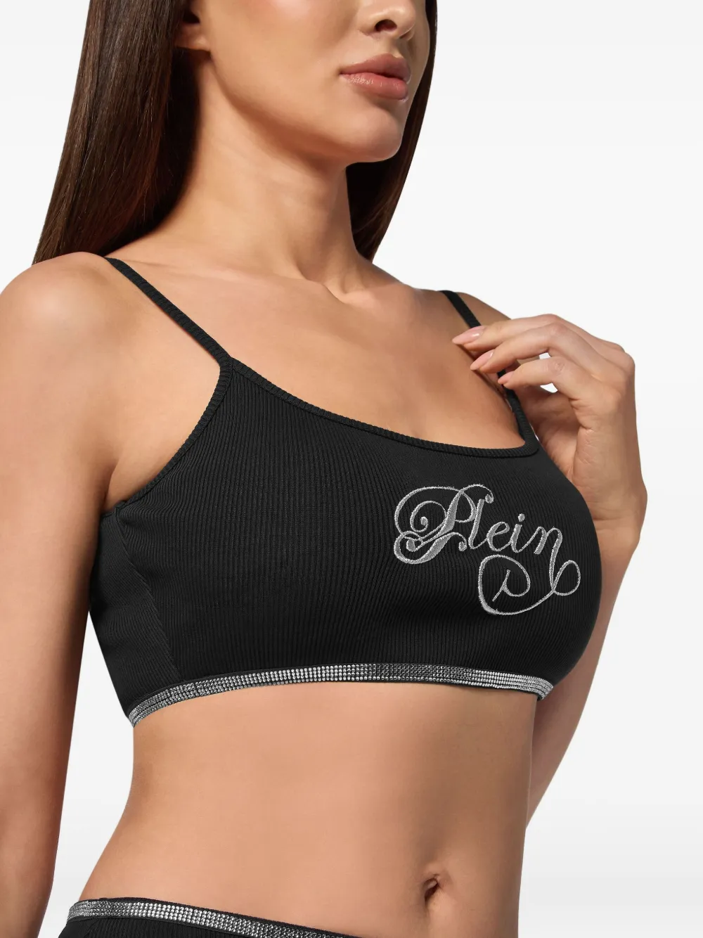 Philipp Plein Strass Signature mini-tanktop Zwart