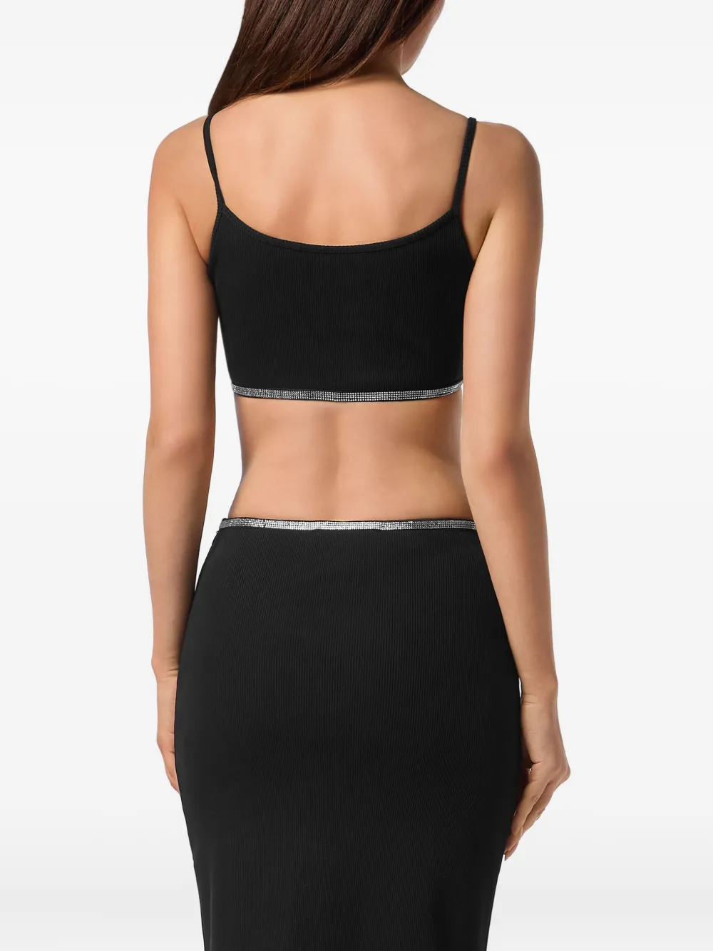 Philipp Plein Strass Signature mini-tanktop Zwart