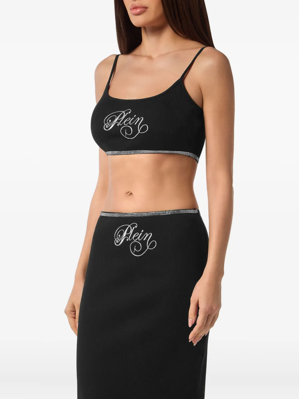 Philipp Plein Strass Signature mini-tanktop Zwart