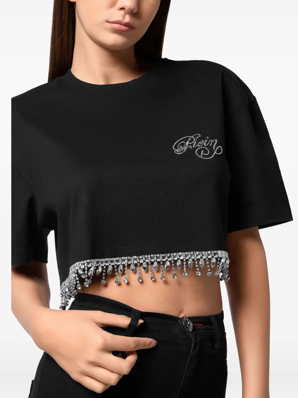Philipp Plein Signature cropped T-shirt Zwart