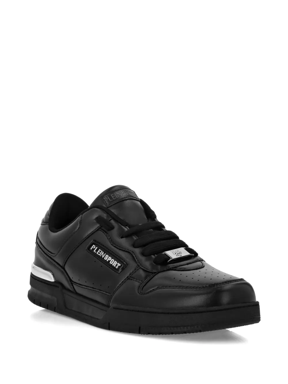 Plein Sport Tiger.X logo-plaque leather sneakers Black