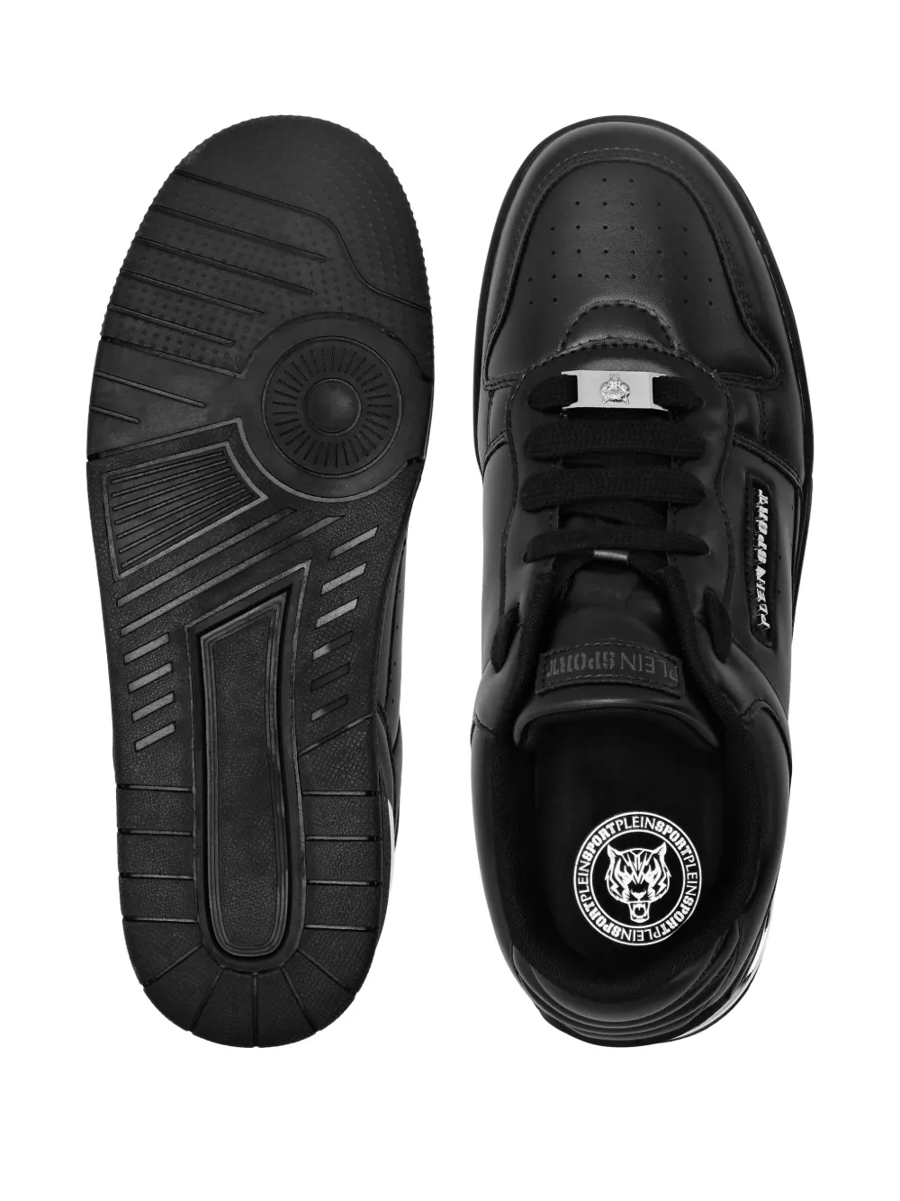 Plein Sport Tiger.X logo-plaque leather sneakers Black