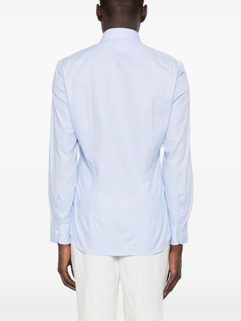 Mazzarelli Overhemd met pied-de-poule print Blauw