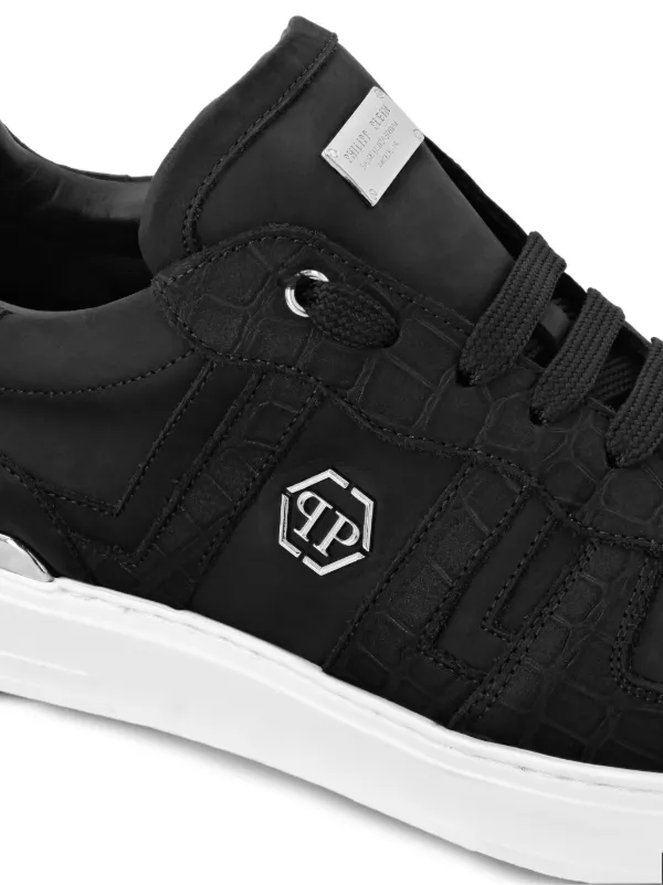 Philipp Plein Cocco Nubuck Leather low-top Sneakers | Black | FARFETCH
