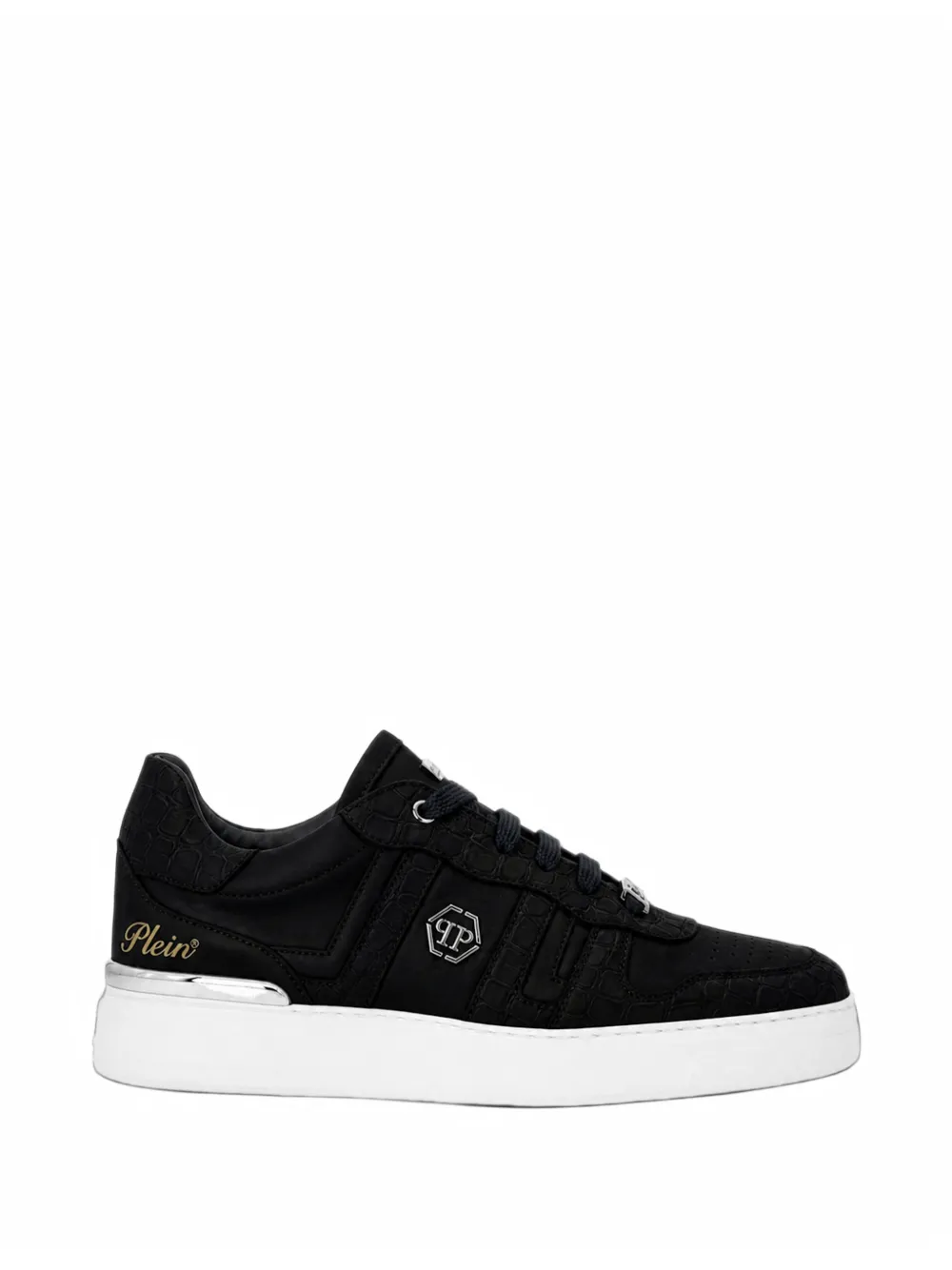 Philipp Plein leather low-top sneakers - Black