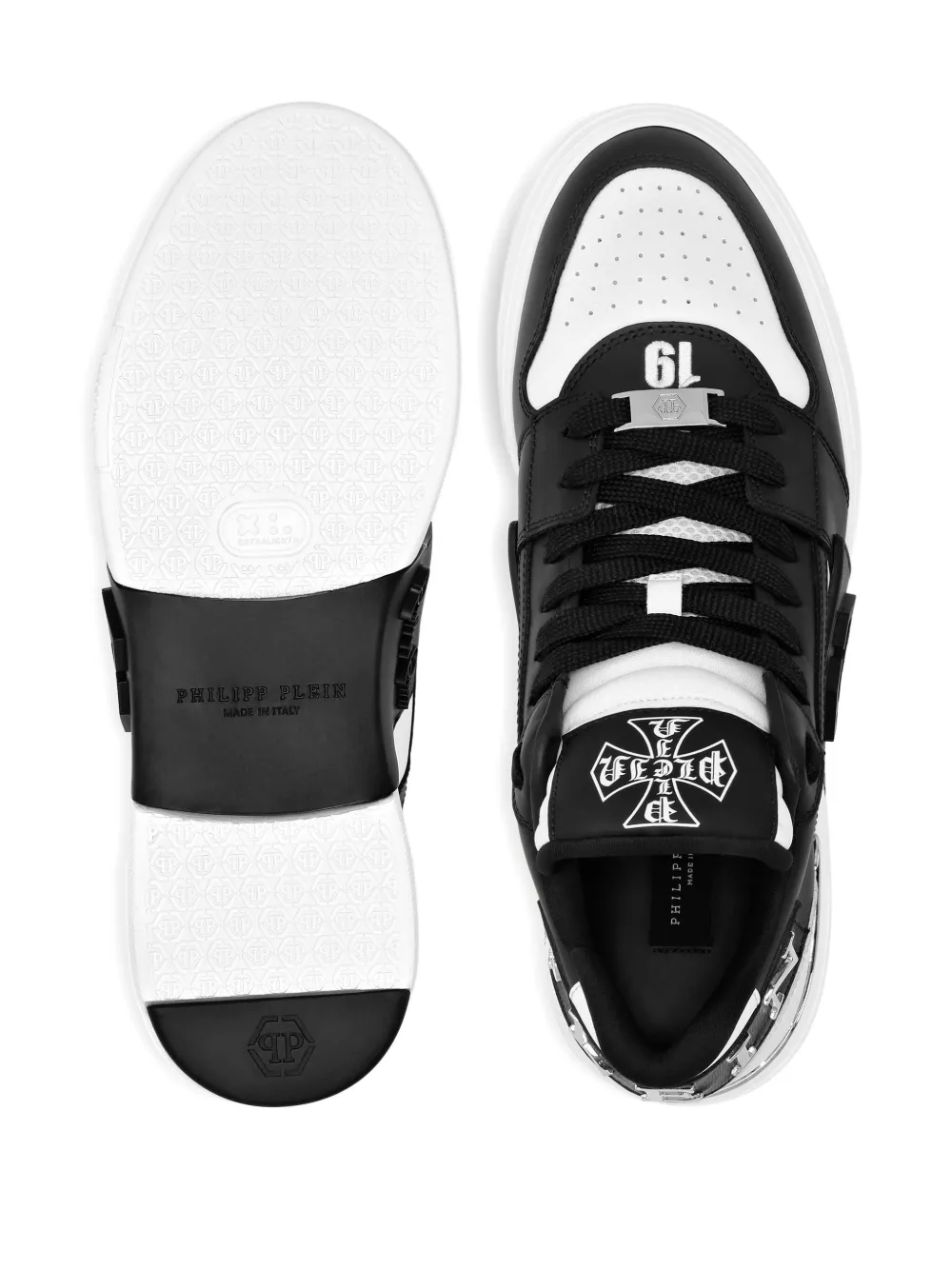 Philipp Plein Phantom Kicks skull-plaque leather sneakers White