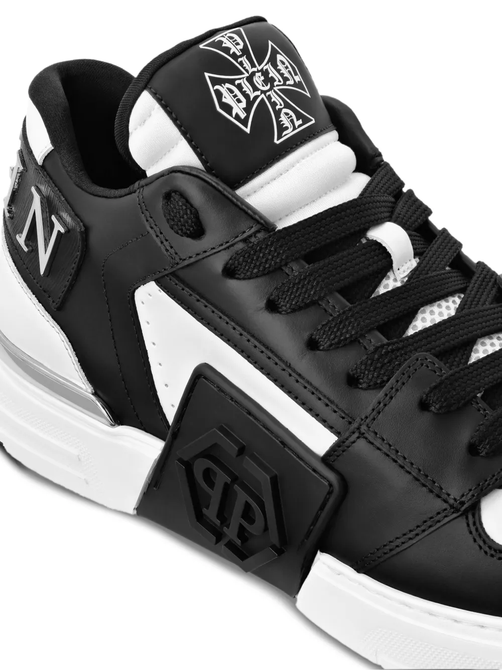 Philipp Plein Phantom Kicks skull-plaque leather sneakers White