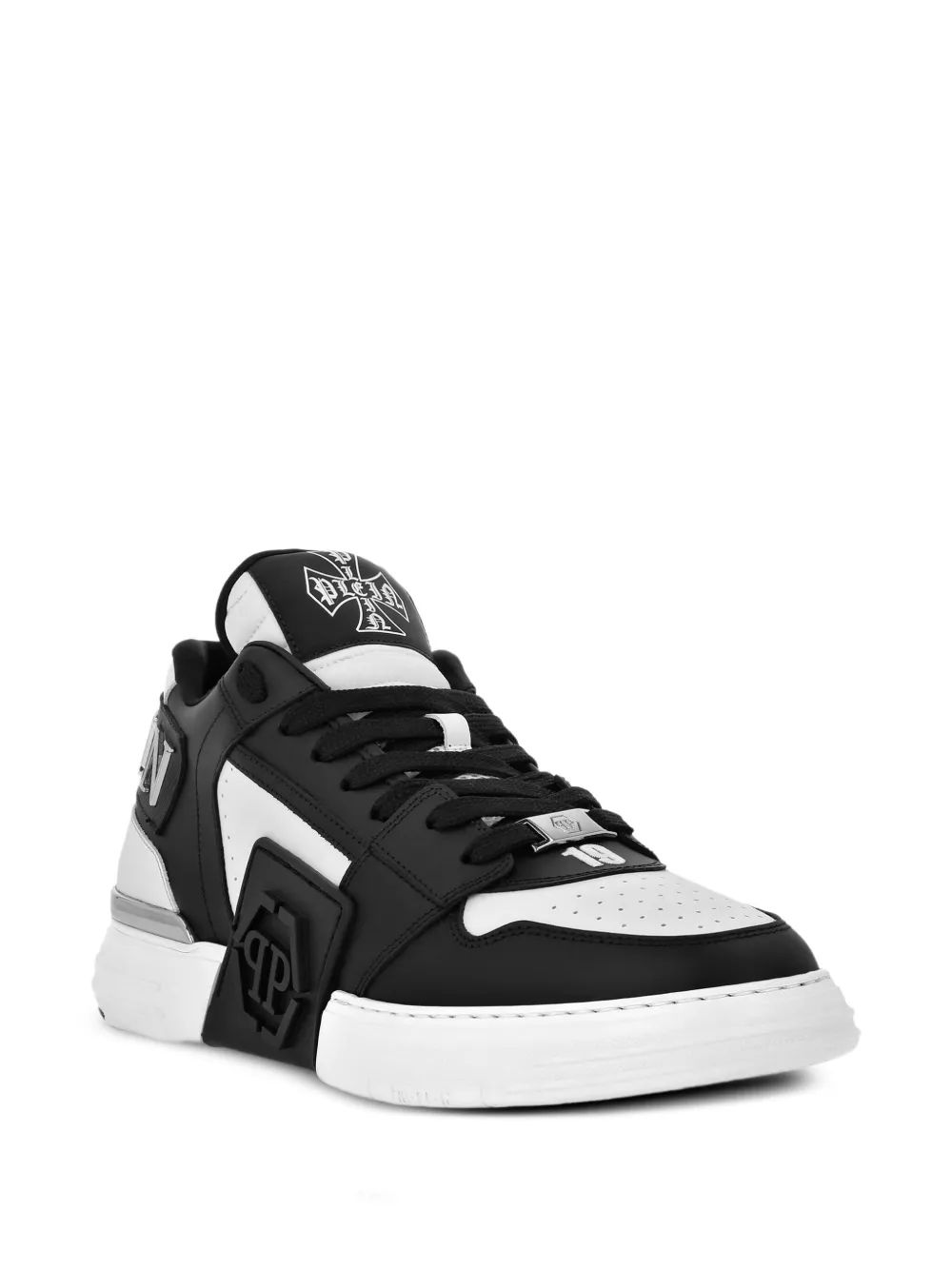 Philipp Plein Phantom Kicks skull-plaque leather sneakers White