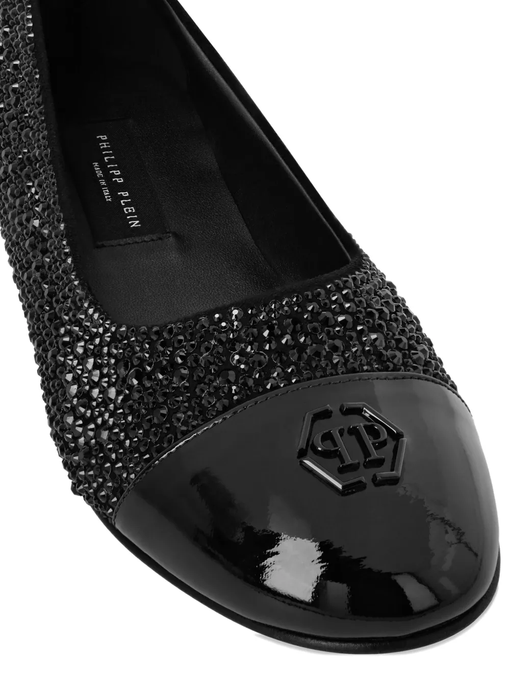 Philipp Plein Ballerina's met stras logo Zwart