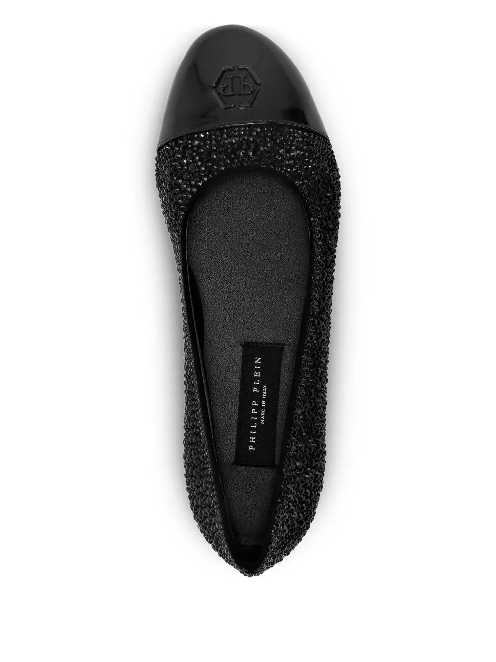 Philipp Plein Ballerina's met stras logo Zwart