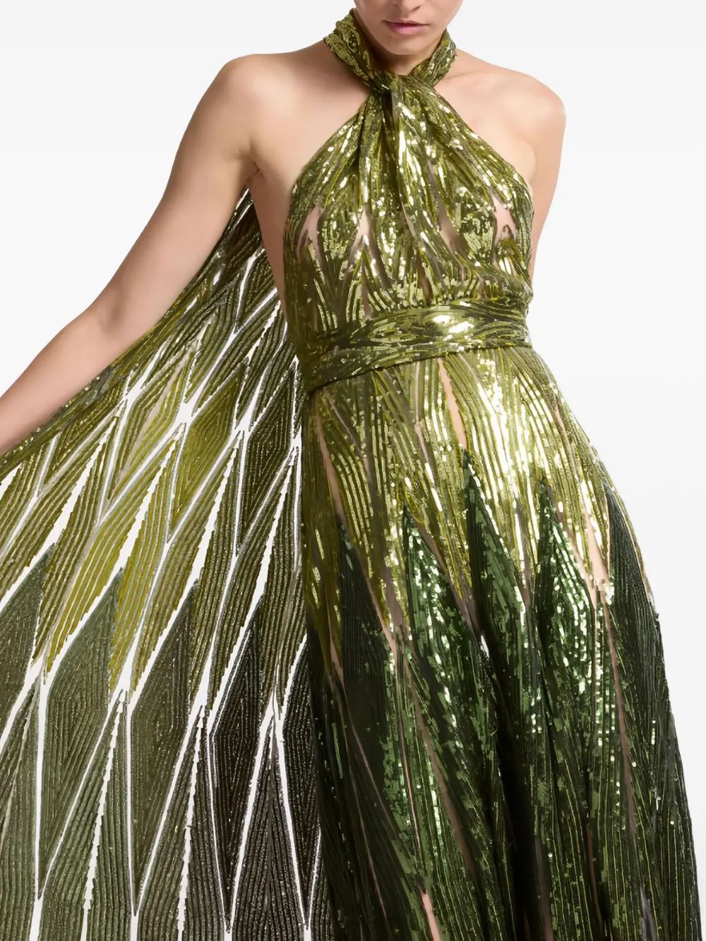 Elie Saab Tulen jurk Groen