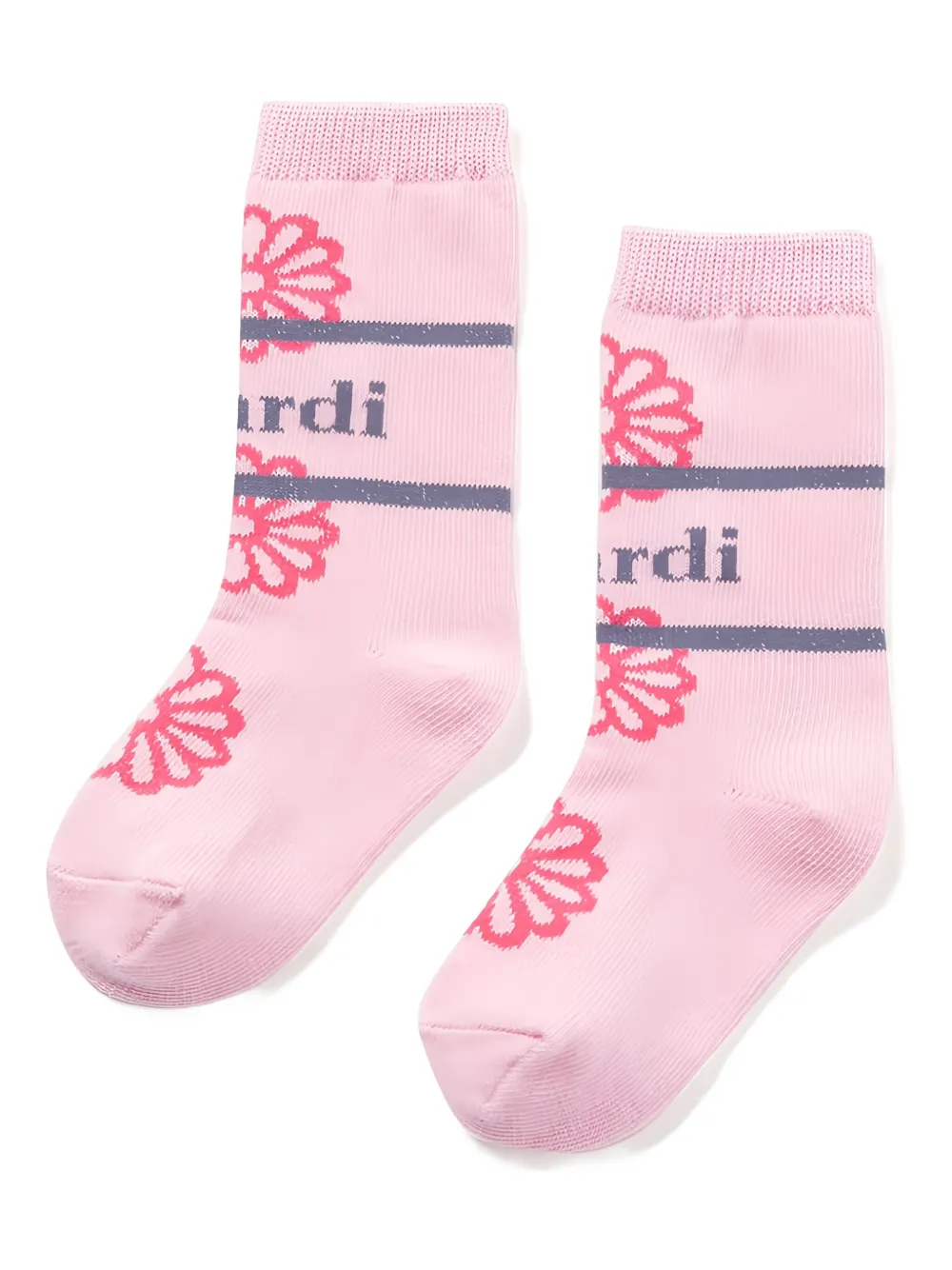Mardi Mercredi Les Petites Flower Stripe Socks In Pink