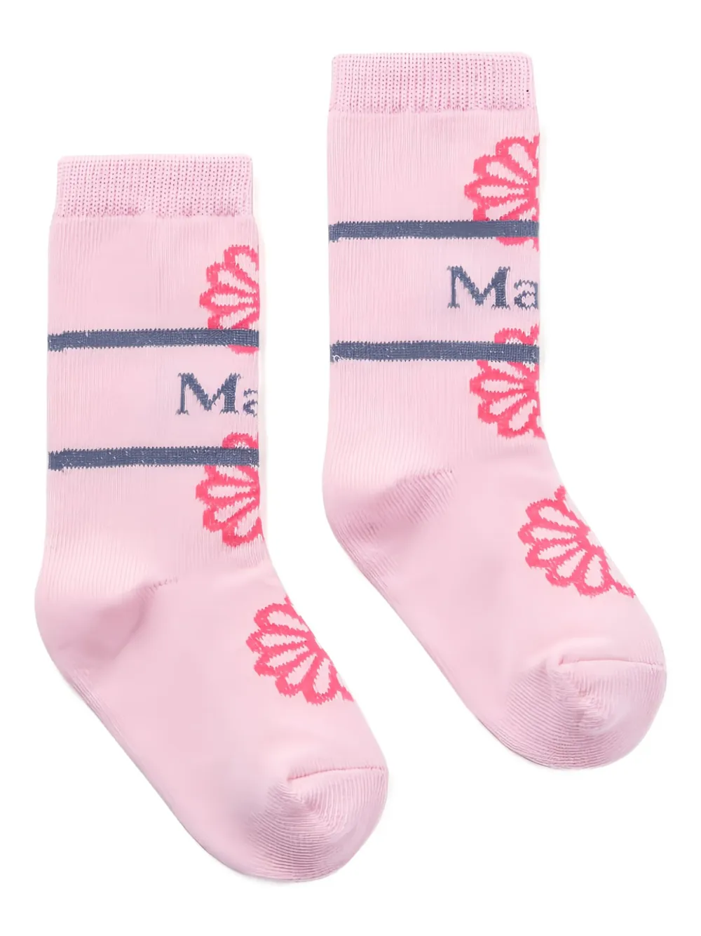 Mardi Mercredi Les Petites Flower Stripe Socks In Pink
