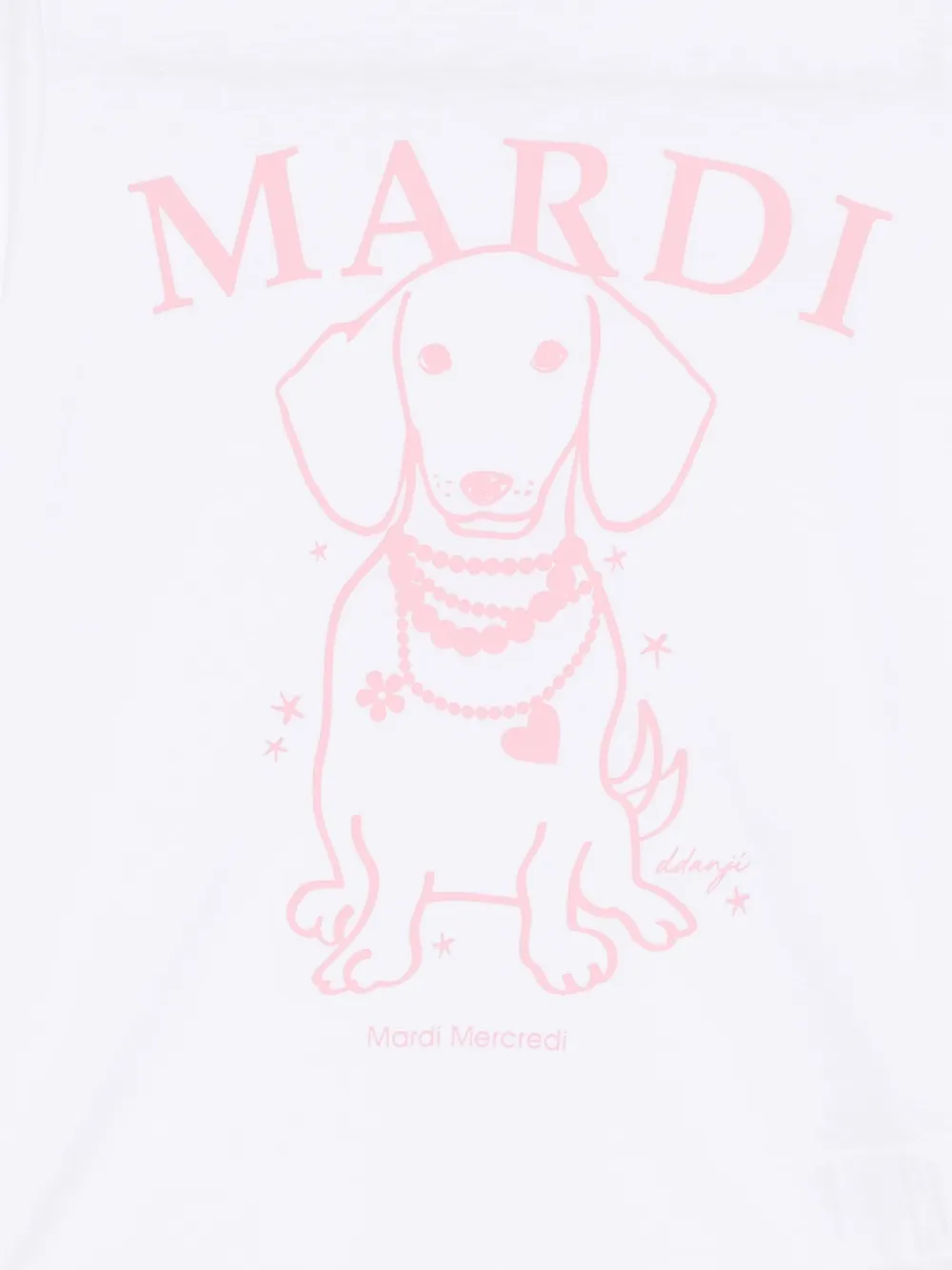 Mardi Mercredi Les Petites Pearl Necklace Swing The Tail Ddanji T-shirt Wit