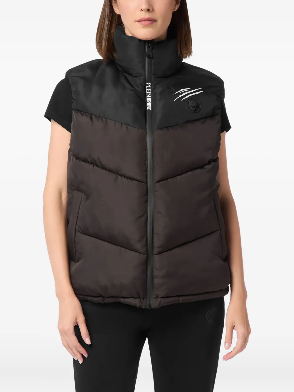  Plein Sport Claw-print Quilted Vest - Brown 