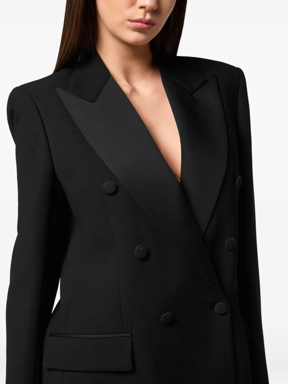 Philipp Plein Dame blazer met dubbele rij knopen Zwart