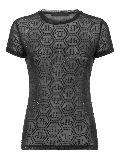 Philipp Plein Tulle Monogram Strass T-Shirt