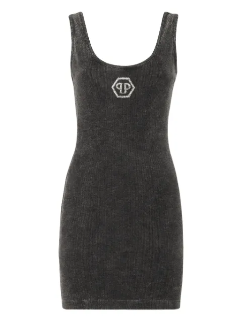 Philipp Plein Hexagon ribbed-knit tank mini dress