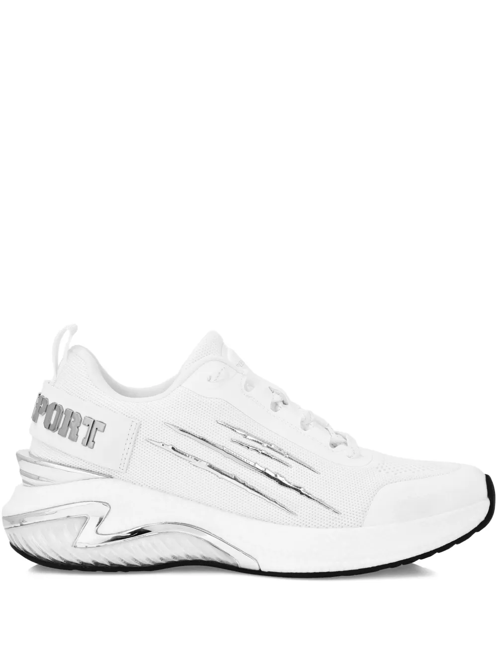 Plein Sport metallic-stripe mesh trainers | White | Image 1