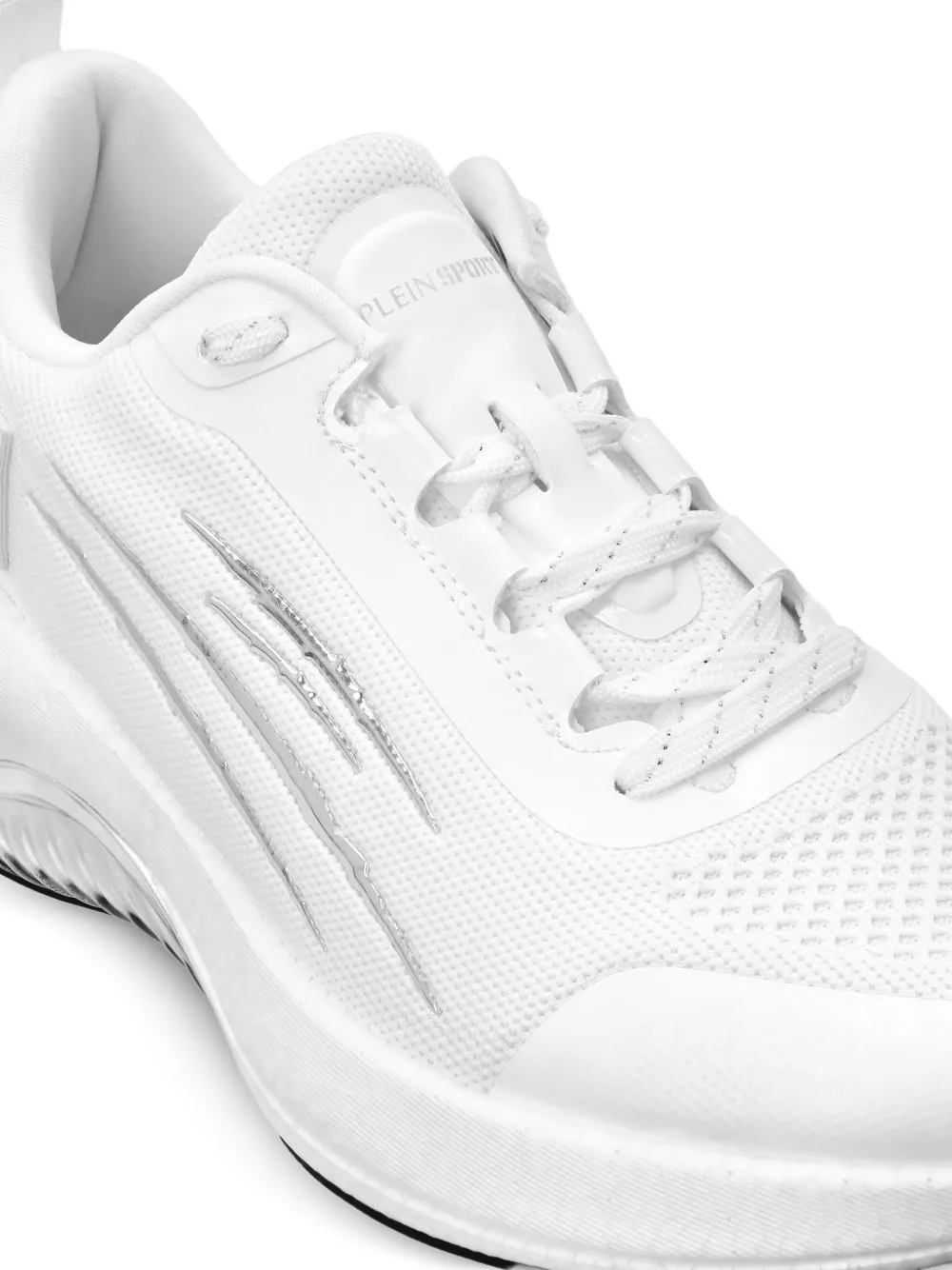 Plein Sport Mesh sneakers met metallic streep Wit