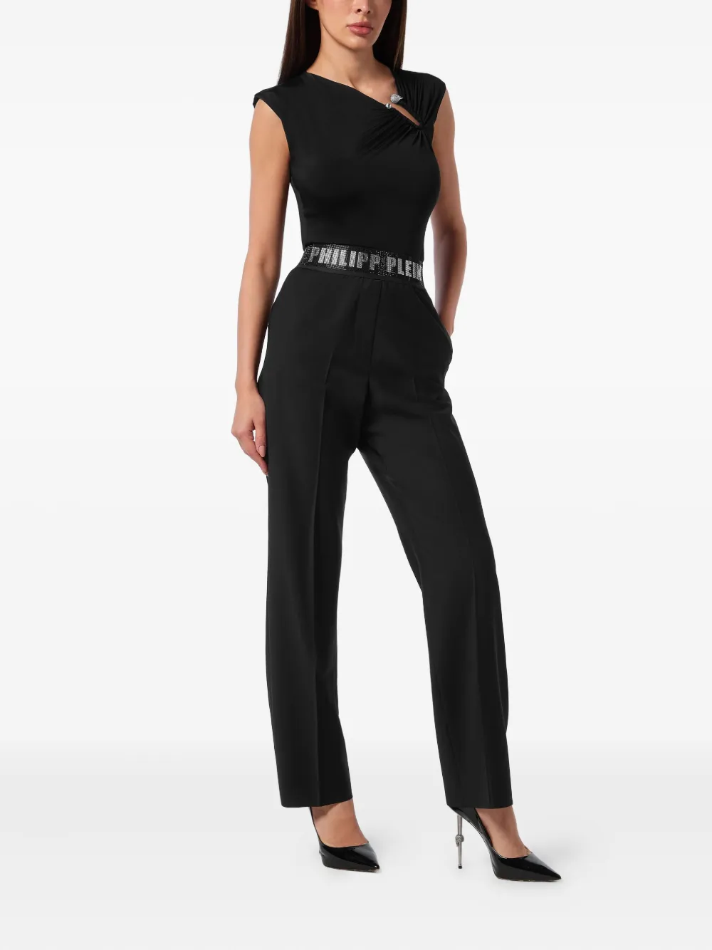 Philipp Plein embellished-waistband trousers - Zwart