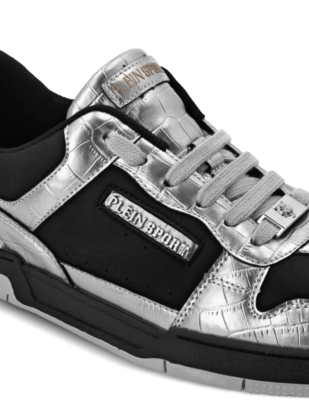 Plein Sport Sneakers met vlakken en krokodillen-reliëf Zwart