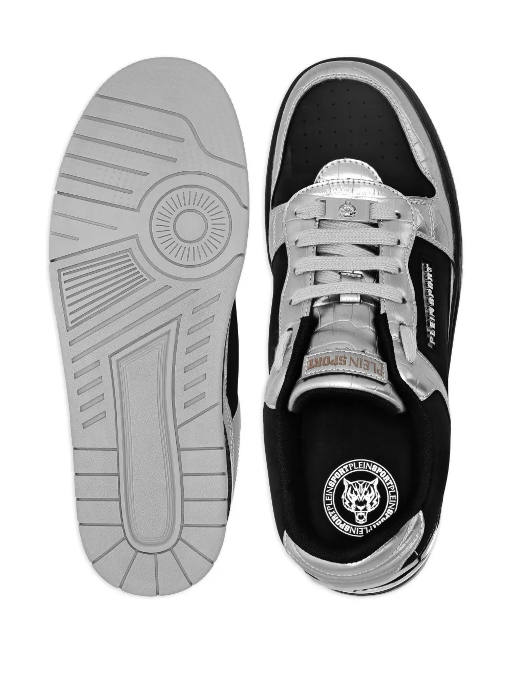Plein Sport Sneakers met vlakken en krokodillen-reliëf Zwart
